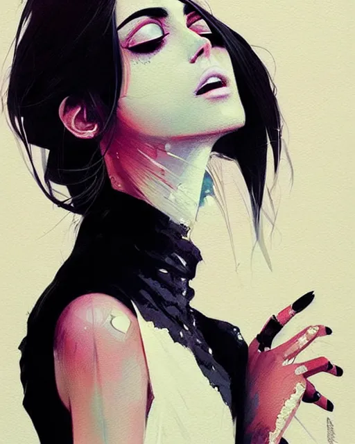 Image similar to a ultradetailed beautiful painting of a stylish woman in black tanktop and jeans, by conrad roset, greg rutkowski and makoto shinkai trending on artstation