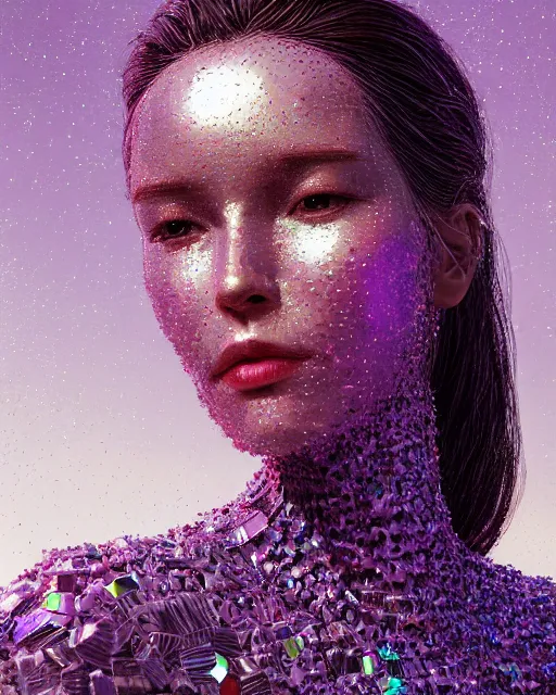 Image similar to portrait of a woman made out of crystals. intricate artwork, by tooth wu, wlop, beeple, dan mumford concept art, octane render, trending on artstation, greg rutkowski very coherent symmetrical artwork cinematic, key art, hyper realism, high detail, octane render, 8 k, iridescent accents