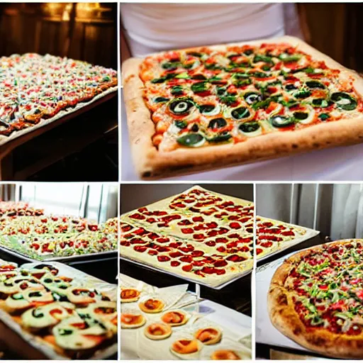 Prompt: A wedding catered and thened after Domino's Pizza