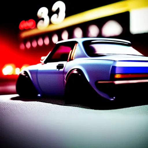 Prompt: a car S30 turbo drift at illegal car meet, shibuya prefecture, midnight mist streetlights, realistic colors, photorealistic, highly detailed wheels, highly detailed