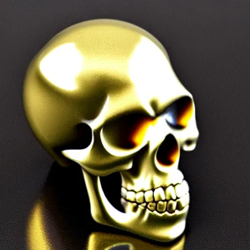 Prompt: marble scull with gold fluorish