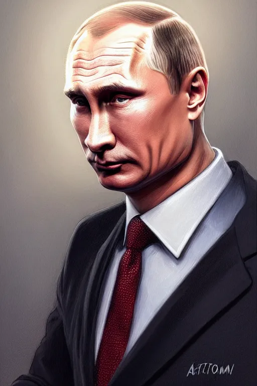Image similar to vladimir putin as a character from the simpsons cartoon, realistic portrait, symmetrical, highly detailed, digital painting, artstation, concept art, smooth, sharp focus, illustration, cinematic lighting, art by artgerm and greg rutkowski and alphonse mucha
