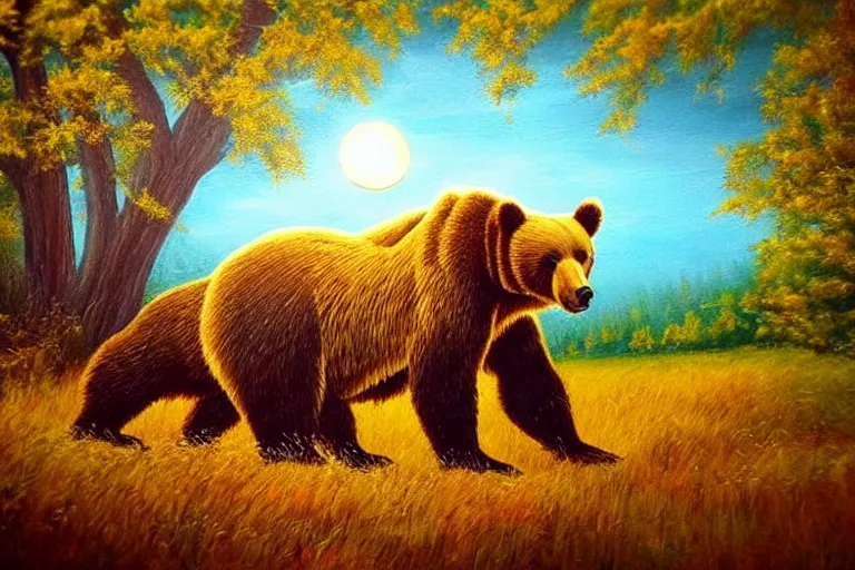 Prompt: bear, fantasy, painting, ultra realistic!!!, clear weather, golden hour, sharp focus