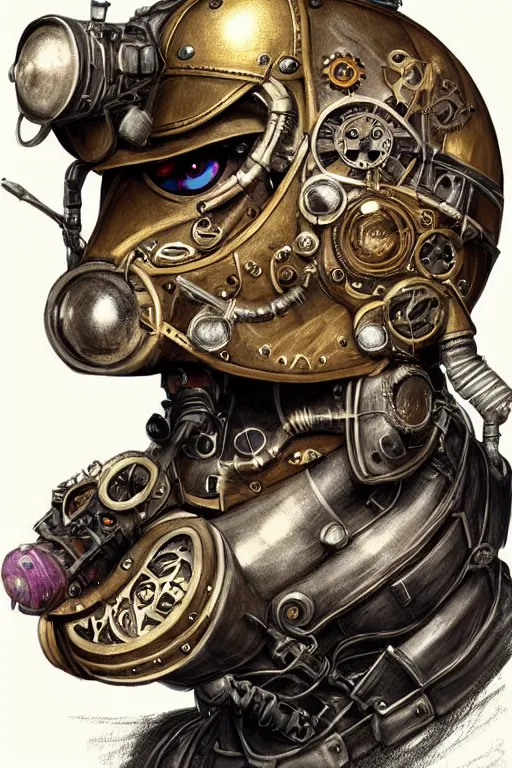 Image similar to steampunk helmet fantasy art mask robot ninja stylized digital illustration sharp focus, elegant intricate digital painting artstation concept art global illumination ray tracing advanced technology chaykin howard and campionpascale and cooke darwyn and davis jack