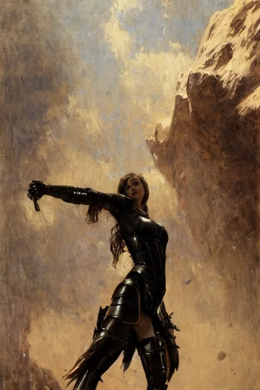 Image similar to stoya wearing black medieval armour, bare legs, detailed, by gaston bussiere, bayard wu, greg rutkowski, giger, maxim verehin, greg rutkowski, masterpiece, sharp focus, cinematic lightning