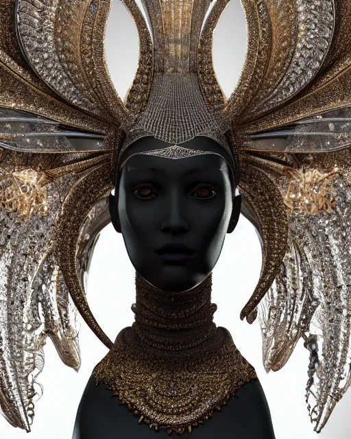 Image similar to a highly detailed metahuman 4 k close up render of an alien goddess bella hadid monument renaissance in iris van herpen dress schiaparelli in diamonds crystals swarovski and jewelry iridescent in style of alphonse mucha gustav klimt trending on artstation made in unreal engine 4