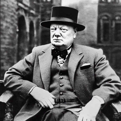 Image similar to winston churchill as the tiger king