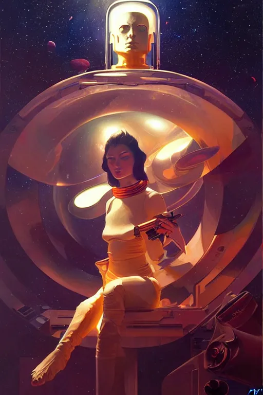 Image similar to space, buddhism, 🍆🌈💀 futurism, painting by greg rutkowski, j. c. leyendecker, artgerm