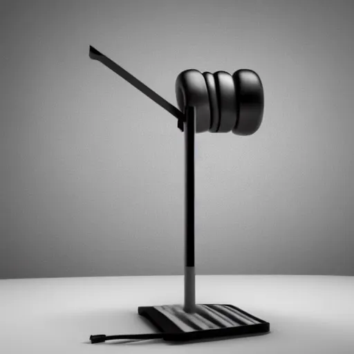 Prompt: product still of headphone stand, futuristic, techno, cyberpunk, product design, 3 d render, 3 d concept, fun, swag