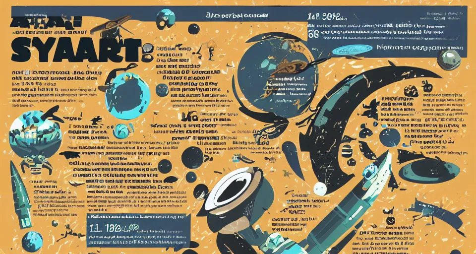 Prompt: an infographic found on an alien planet describing space