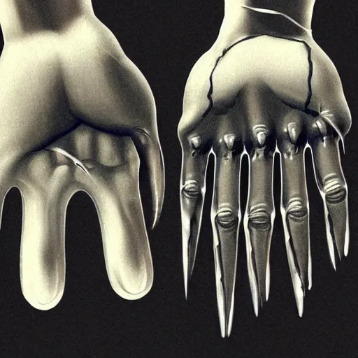 Prompt: wolverine hands, medical illustration