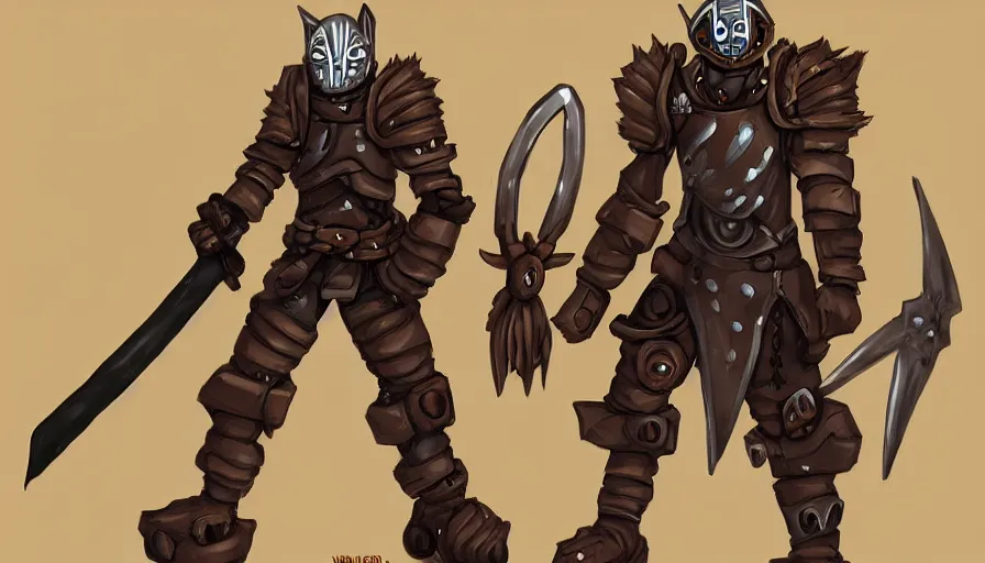 Image similar to warforged druid anime knight, cat man