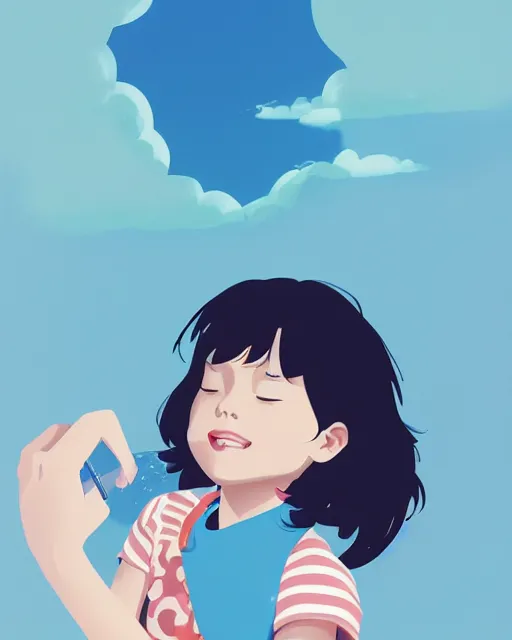 Image similar to a little girl is doing a science experiment. clean cel shaded vector art. minimalist illustration art by lois van baarle, artgerm, helen huang by makoto shinkai and ilya kuvshinov, rossdraws