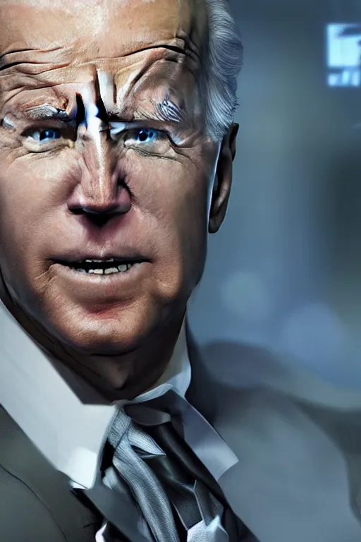 Prompt: joe biden in metal gear rising revengeance, metal gear rising, metal gear, joe biden, octane render, 8 k, realistic face, realistically proportioned head, realistically proportioned face