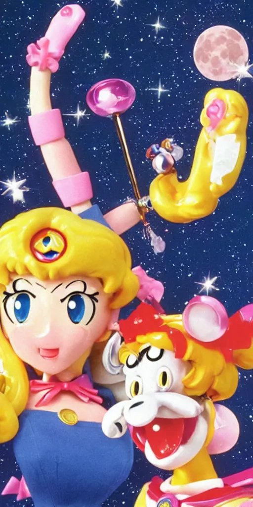 Image similar to Sailor Moon in Wallace and Gromit, extreme close-up