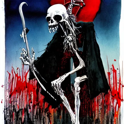 Prompt: grim reaper, art by ralph steadman