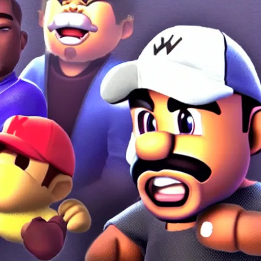 Prompt: kanye west in super smash bros melee