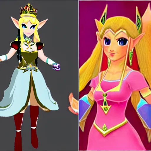 Image similar to princess zelda mixed with princess peach