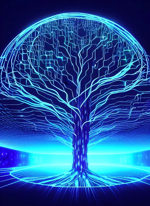 Prompt: high depth, collective civilization tree, calm, healing, resting, life, hybrids, scifi, glowing lights!!, published concept art, mixed medias, image overlays, sharp focus, thin glowing wires, winning illustration, eyes reflecting into eyes into infinity, singularity!!!, 3 6 0 projection, art in the style of * * * * * *