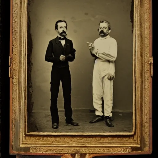 Prompt: photo of rick and morty, 1 8 8 0 s style.