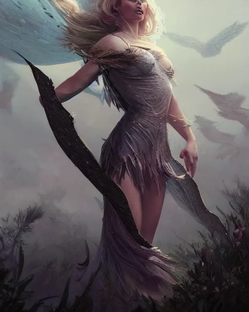 Prompt: margot robbie as a fairy with wings, hyper realistic face, beautiful eyes, fantasy art, in the style of greg rutkowski, illustration, epic, fantasy, intricate, hyper detailed, artstation, concept art, smooth, sharp focus, vibrant