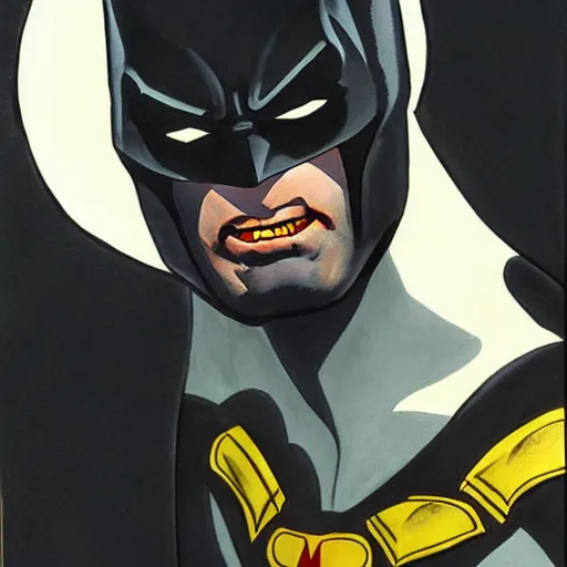 Image similar to kevin conroy dressed as batman , highly detailed illustration, portrait painting by Norman Rockwell