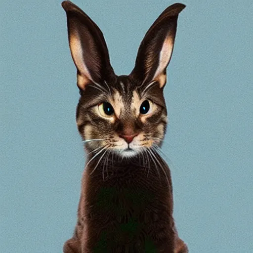 Image similar to half cat half bunny