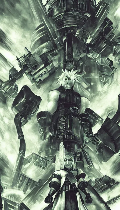 Prompt: techno artwork, from final fantasy vii