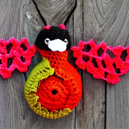 Prompt: a cute crochet hummingbird