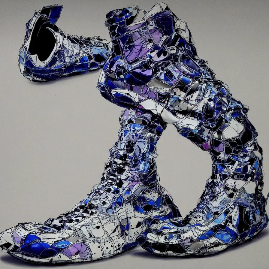 Image similar to futuristic balenciaga sneakers, nft art, highly detailed, hyper realistic, art by todd mcfarlane