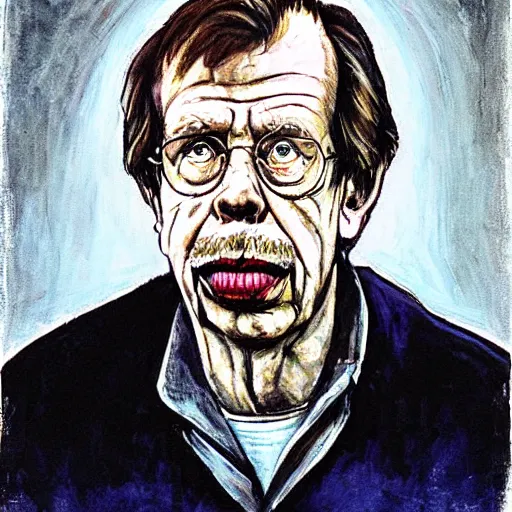 Prompt: portrait of vaclav havel as the it by stephen king