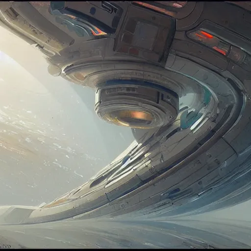 Image similar to concept art of a torus shaped space station by greg rutkowski