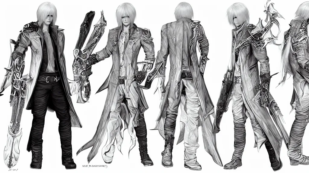 V from Devil May Cry as an elf, wearing daedric, Stable Diffusion