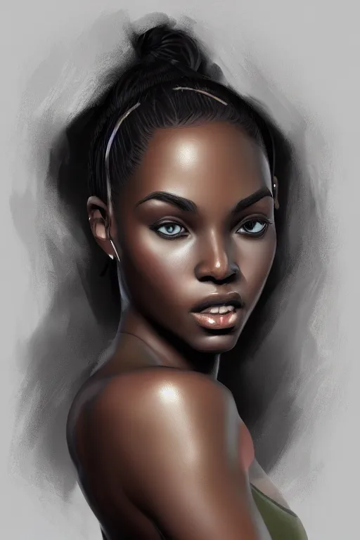 Image similar to A beautiful black female, highly detailed, digital painting, artstation