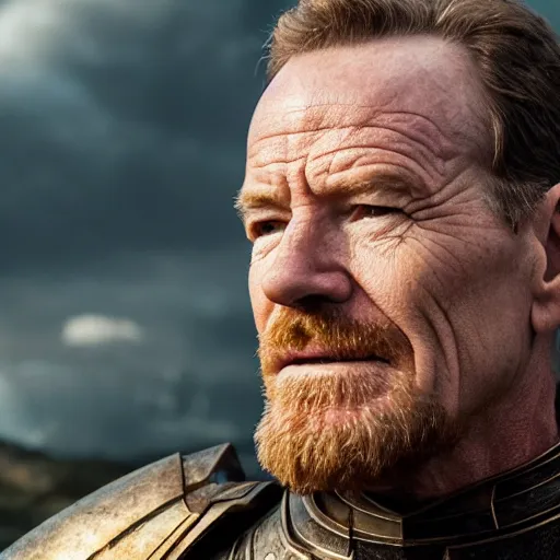 Image similar to bryan cranston wearing thanos armour, hd 4 k photo