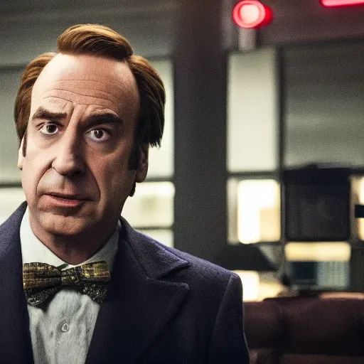 Image similar to A still of Saul Goodman in Joker (2019)