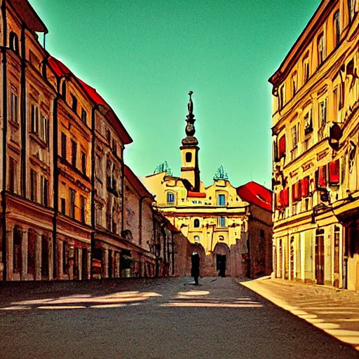 Image similar to streets of zagreb, in the style of giorgio de chirico