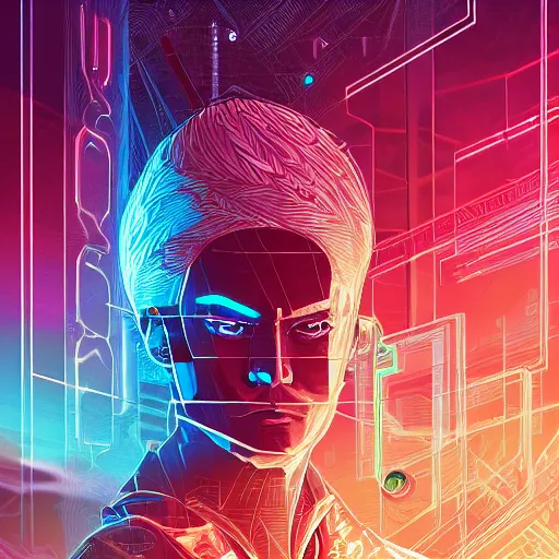 Image similar to medium shot of a mysterious letter digital illustration android netrunner by dan mumford