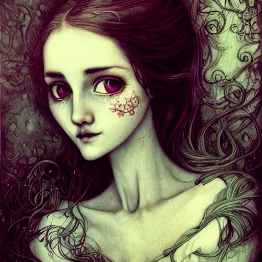 Image similar to a portrait in the style of anna dittmann and mark ryden and arthur rackham.