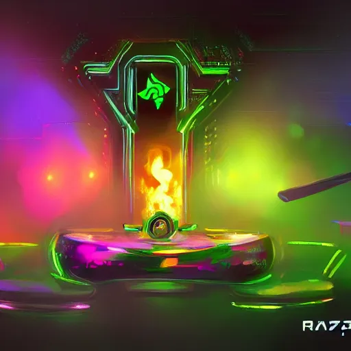 Prompt: a concept art of a gaming toilet with rtx and rgb lighting by razer