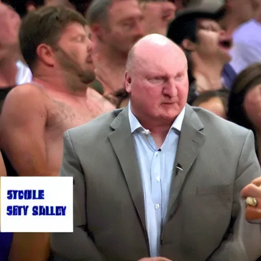 Image similar to Everyone is disgusted by how sweaty Steve Balmer is