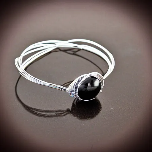 Image similar to (byghee) Bangle designed by the Rock Tribe, White Gold Wire, Mineral Ore, Shungite Elite Quality, Jewelry Photography