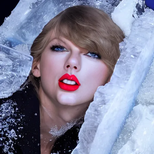 Image similar to Taylor Swift Frozen in a block of ice because she was not swift enough