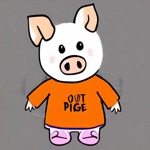 Image similar to cute pig using orange inmate clothes