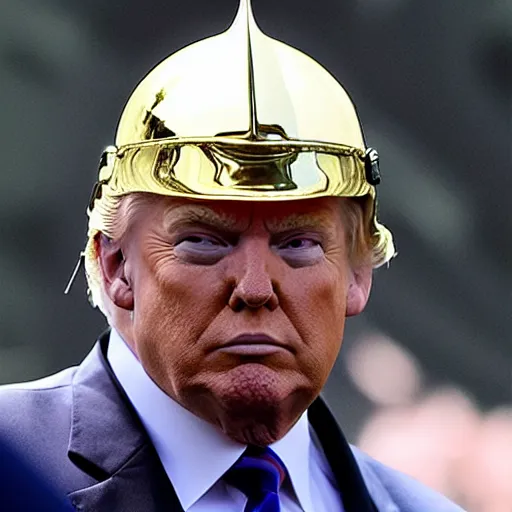 Prompt: donald trump as a knight, shinning armor, open visor helmet