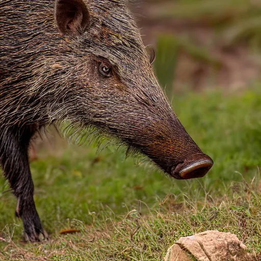 Image similar to photorealistic photograph of rainbow-colored wild boar by Suzi Eszterhas, photorealism, photorealistic, realism, real, highly detailed, ultra detailed, detailed, f/2.8L Canon EF IS lens, Canon EOS-1D Mark II, Wildlife Photographer of the Year, Pulitzer Prize for Photography, 8k