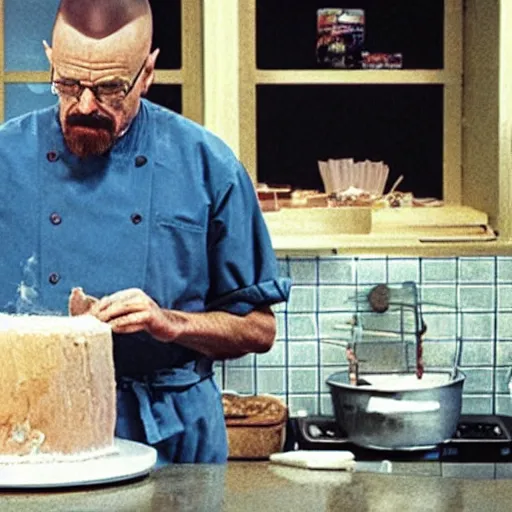 Prompt: Walter white baking a cake