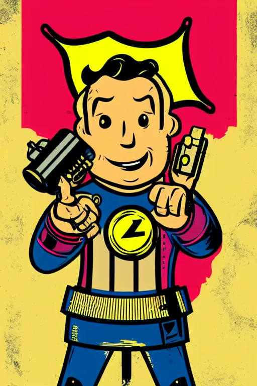 Image similar to fallout 7 6 retro futurist illustration art by butcher billy, sticker, colorful, illustration, highly detailed, simple, smooth and clean vector curves, no jagged lines, vector art, smooth andy warhol style