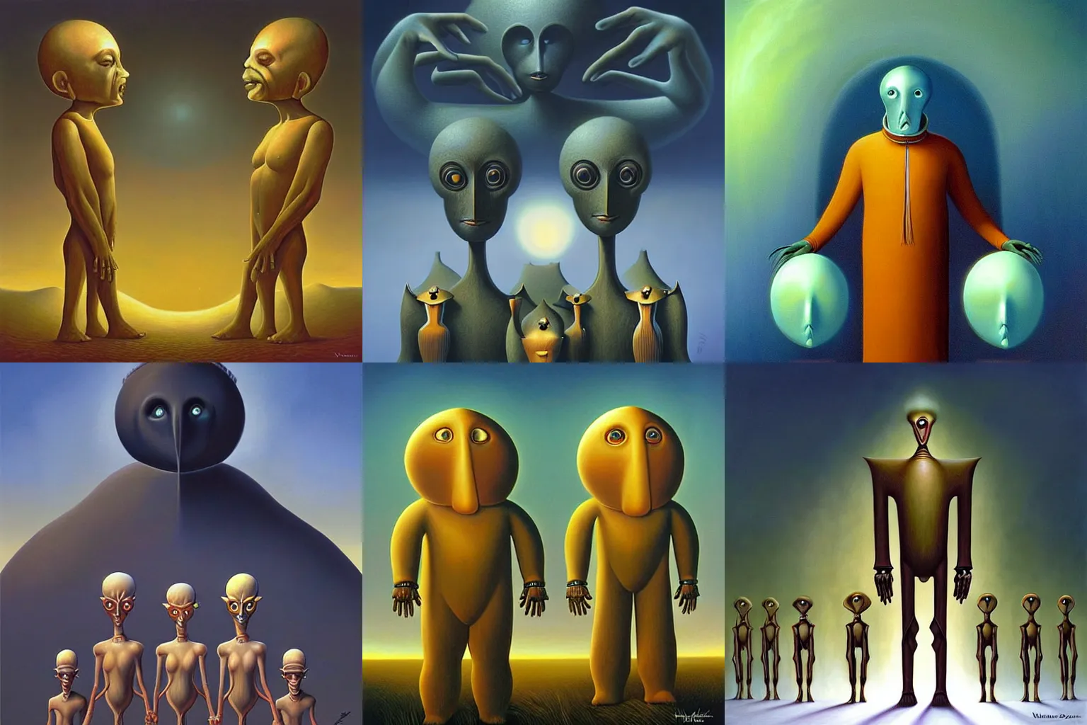Prompt: humanoid entities by vladimir kush