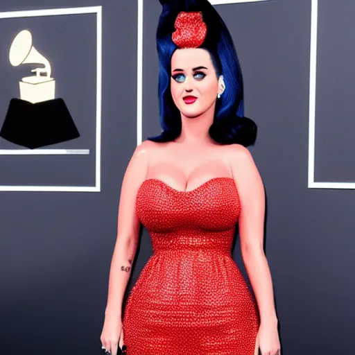 Prompt: katy perry in burger dress. red carpet photograph, paparazzi, octane render, 4 k